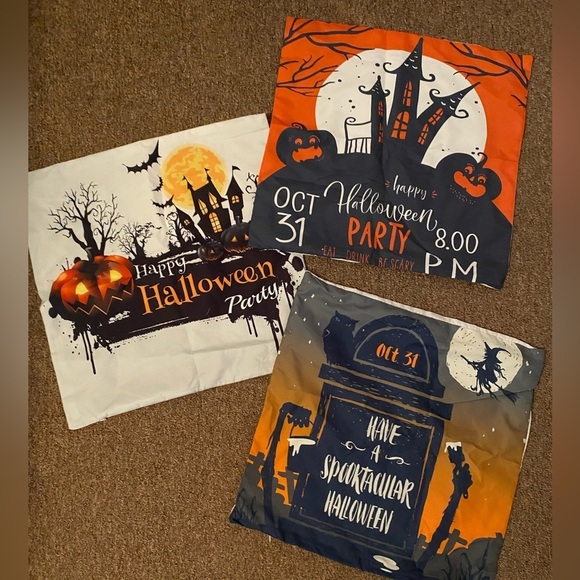 NWOT Set of 3 Halloween throw  pillow covers - Picture 1 of 1